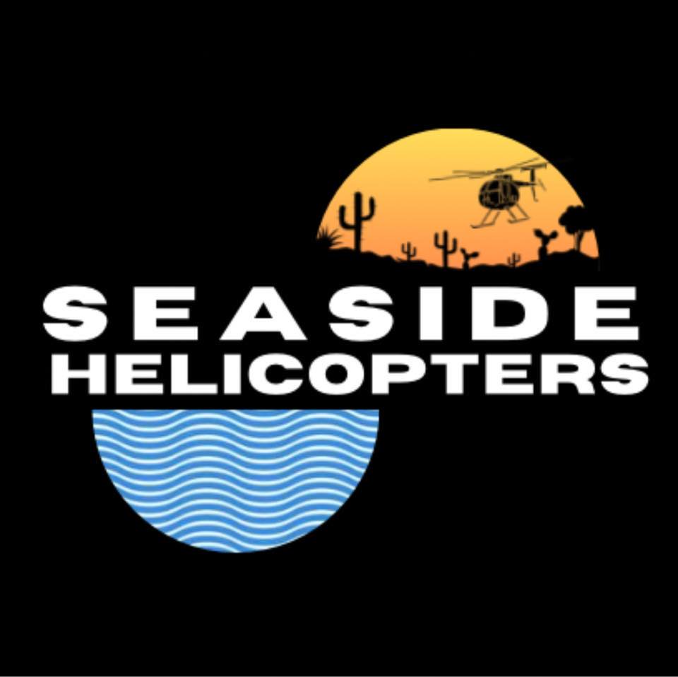 Helicopter logo with desert and ocean
